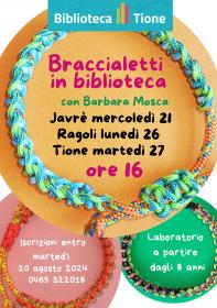 Braccialetti in biblioteca Biblioteca Tione di Trento